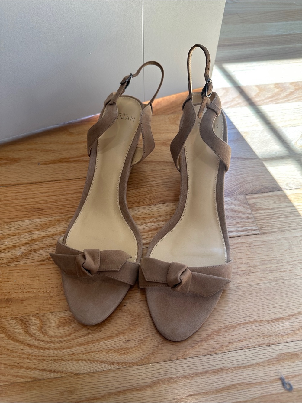 Alexandre Birman Taupe Suede Knot Slingback Wedges - Women
